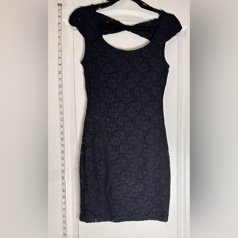 Material Girl Black Lace Mini Dress, Small